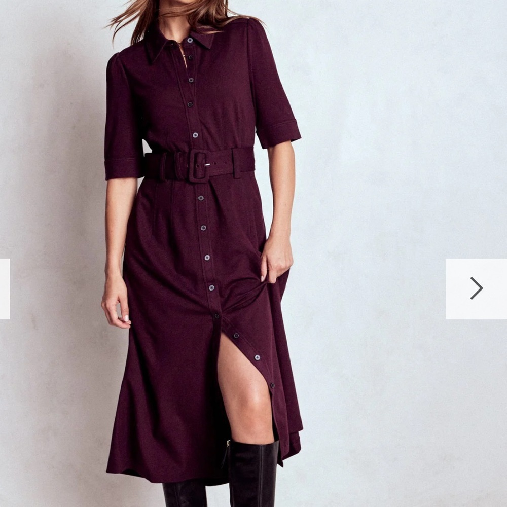 BODEN Anita Ponte Shirt Dress in RED 8L